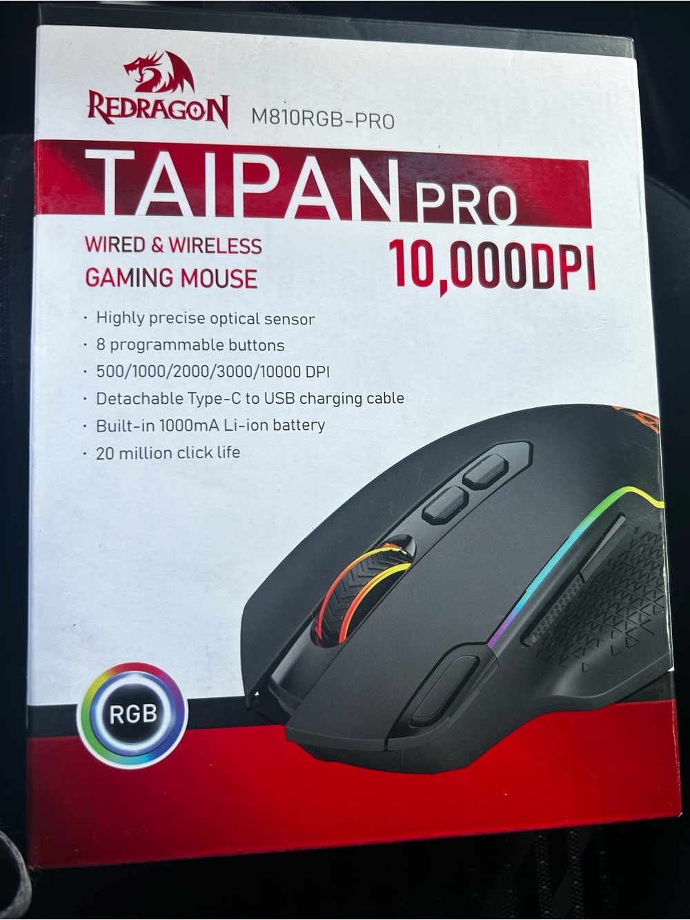 Redragon Taipan Pro M810RGB-PRO Wireless/ Wired RGB Gaming Mouse USB-C